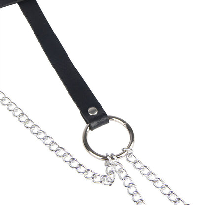 SUBBLIME - CHAINE BAGUE CUIR CEINTURE NOIR TAILLE UNIQUE SUBBLIME FETISH