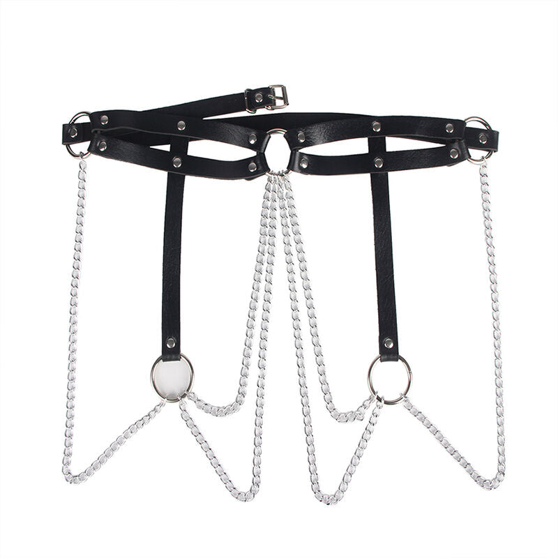 SUBBLIME - CHAINE BAGUE CUIR CEINTURE NOIR TAILLE UNIQUE SUBBLIME FETISH