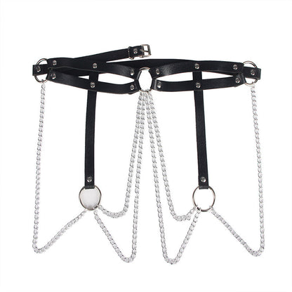 SUBBLIME - CHAINE BAGUE CUIR CEINTURE NOIR TAILLE UNIQUE SUBBLIME FETISH