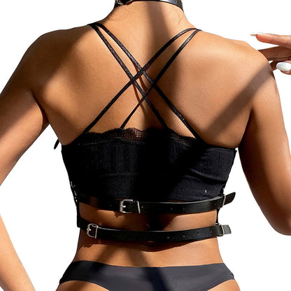 SUBBLIME - HARNAIS POITRINE ANNEAU CUIR NOIR TAILLE UNIQUE SUBBLIME FETISH