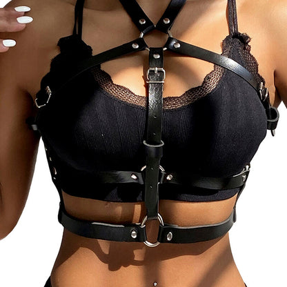 SUBBLIME - HARNAIS POITRINE ANNEAU CUIR NOIR TAILLE UNIQUE SUBBLIME FETISH