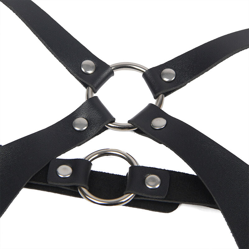 SUBBLIME - HARNAIS COMPLET AVEC BOUCLES EN CUIR NOIR TAILLE UNIQUE SUBBLIME FETISH