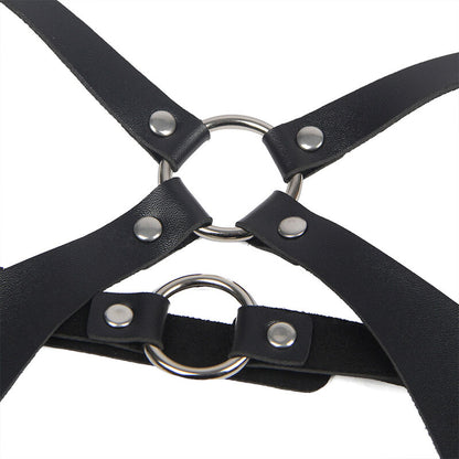SUBBLIME - HARNAIS COMPLET AVEC BOUCLES EN CUIR NOIR TAILLE UNIQUE SUBBLIME FETISH