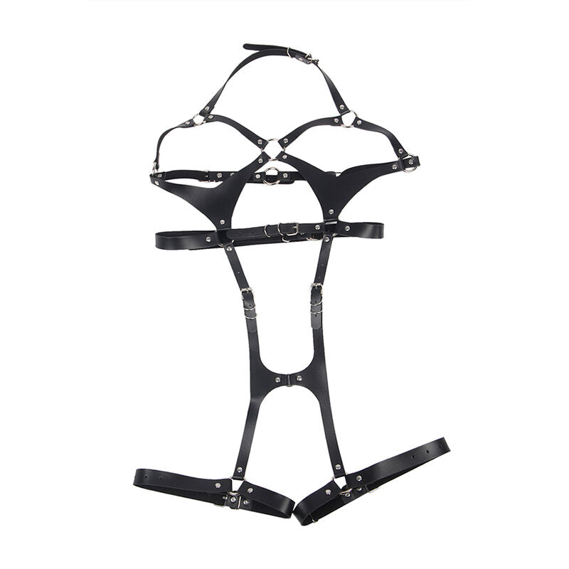 SUBBLIME - HARNAIS COMPLET AVEC BOUCLES EN CUIR NOIR TAILLE UNIQUE SUBBLIME FETISH