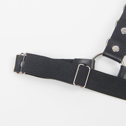 SUBBLIME - HARNAIS CEINTURE ET JARRETIÈRES AVEC ANNEAUX ET CHAÎNE DÉTAIL TAILLE UNIQUE SUBBLIME FETISH