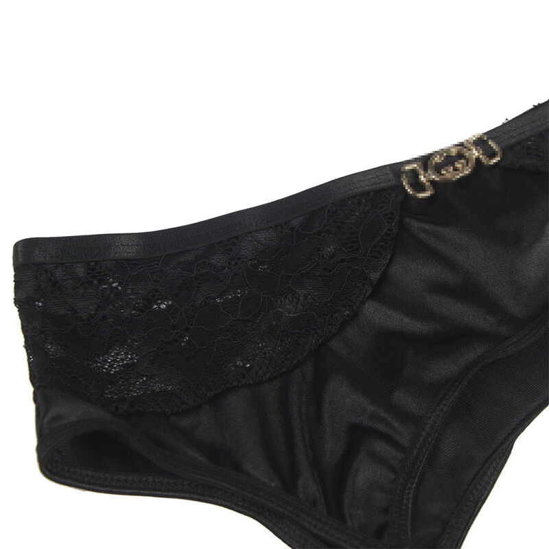 SUBBLIME - LOT 3 PIÈCES SOUTIEN-GORGE + STRING + JARRETIÈRE DENTELLE NOIR L/XL SUBBLIME SETS