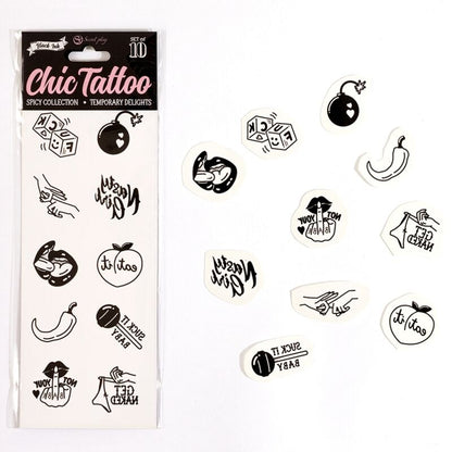 SECRET PLAY - LOT DE 10 TATOUAGES TEMPORAIRES SPICY COLLECTION SECRETPLAY