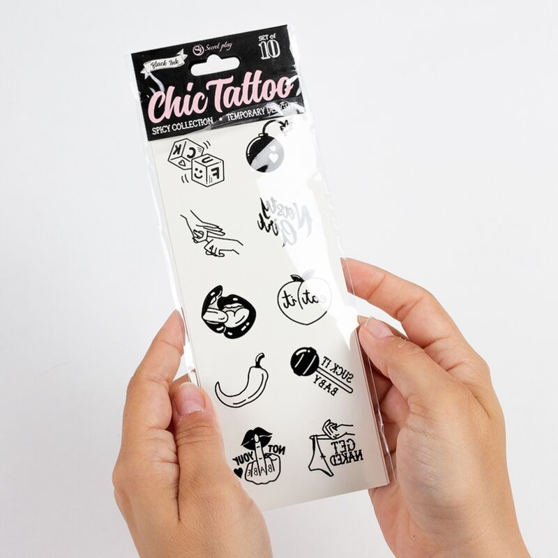 SECRET PLAY - LOT DE 10 TATOUAGES TEMPORAIRES SPICY COLLECTION SECRETPLAY