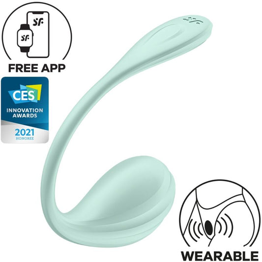 SATISFYER - APPLICATION GRATUITE STIMULATEUR DE POINT G PÉTALE LISSE VERT D'EAU SATISFYER PARTNER
