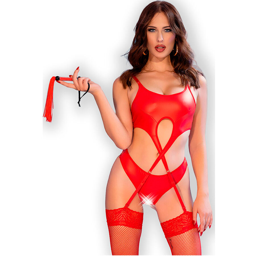 CHILIROSE - CR 4625 ENSEMBLE QUATRE PIÈCES SANS CROTCHLESS ROUGE L CHILIROSE SETS