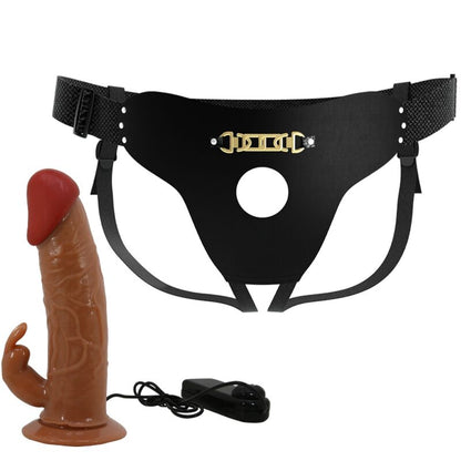 PRETTY LOVE - MARION HARNAIS SLIP UNIVERSEL AVEC DILDO VIBRANT 19 CM MARRON PRETTY LOVE