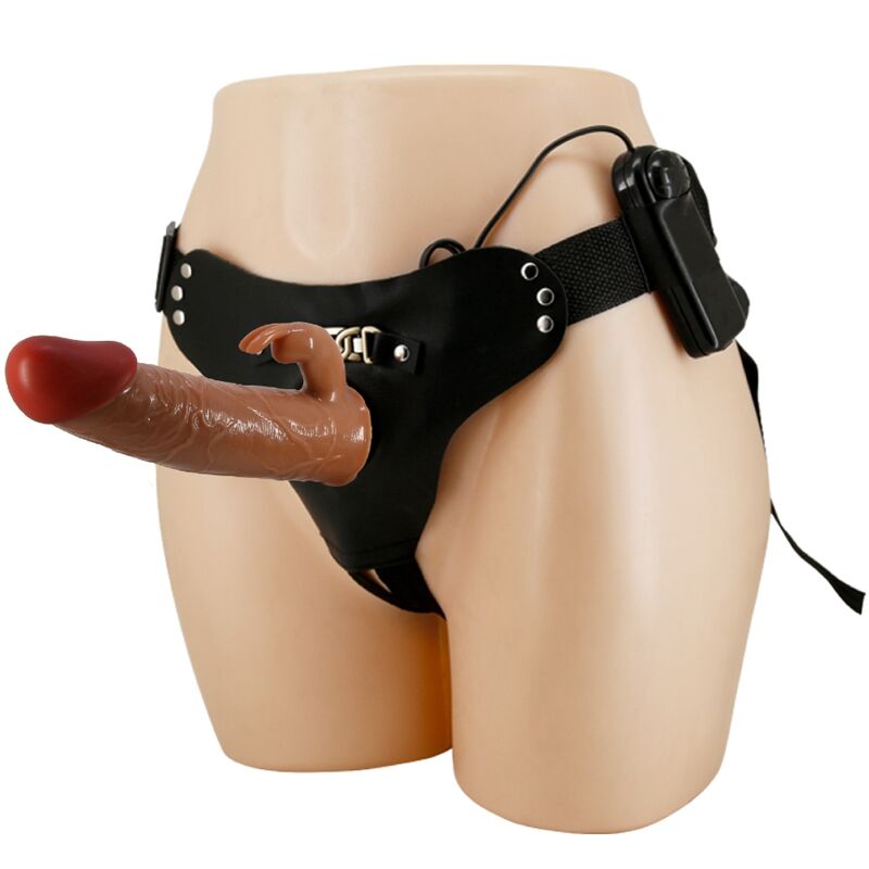 PRETTY LOVE - MARION HARNAIS SLIP UNIVERSEL AVEC DILDO VIBRANT 19 CM MARRON PRETTY LOVE