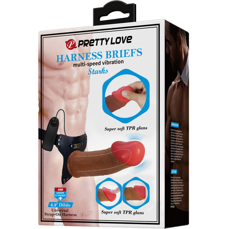 PRETTY LOVE - STARKS SLIP HARNAIS DILDO VIBRANT MULTI-VITESSES 17,5 CM MARRON CLAIR PRETTY LOVE PARTY UP
