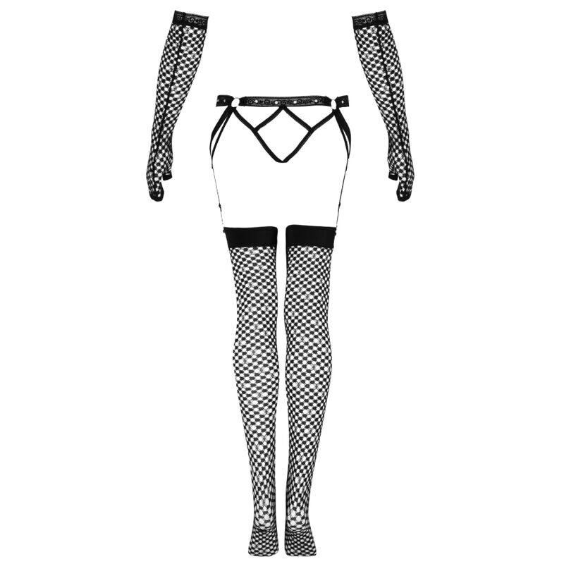 LIVCO CORSETTI FASHION - ENSEMBLE NEMALIA JARRETIÈRE + BAS + GANTS NOIR LIVCO CORSETTI SETS