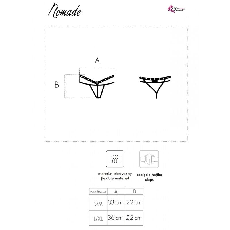 LIVCO CORSETTI FASHION - STRING NOMADE SANS CROTCHLESS NOIR LIVCO CORSETTI PANTIES
