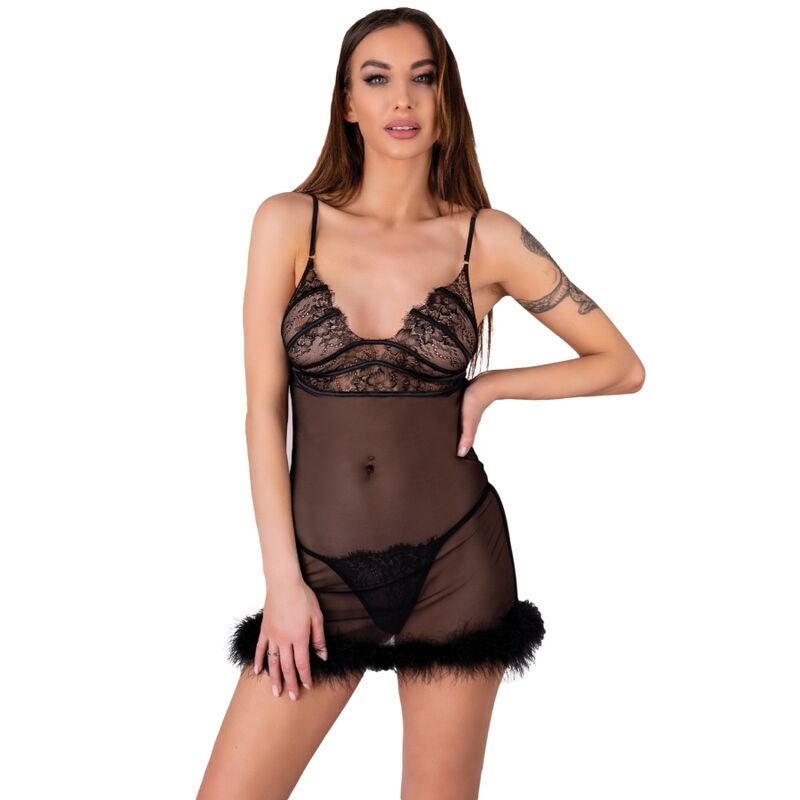 LIVCO CORSETTI FASHION - ENSEMBLE ZERUNAM BABYDOLL + STRING NOIR LIVCO CORSETTI SETS