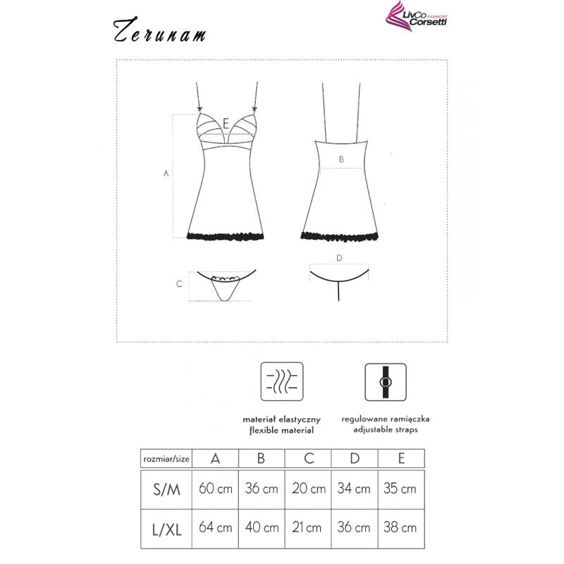 LIVCO CORSETTI FASHION - ENSEMBLE ZERUNAM BABYDOLL + STRING NOIR LIVCO CORSETTI SETS