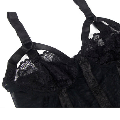 SUBBLIME - TEDDY AVEC JARRETIÈRE DÉTAIL POITRINE NOIR S/M SUBBLIME BODIES