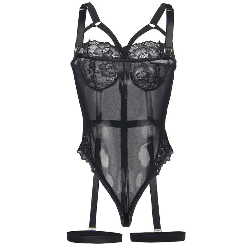 SUBBLIME - TEDDY AVEC JARRETIÈRE DÉTAIL POITRINE NOIR S/M SUBBLIME BODIES