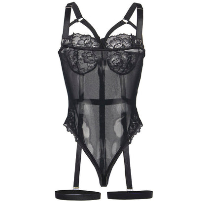 SUBBLIME - TEDDY AVEC JARRETIÈRE DÉTAIL POITRINE NOIR S/M SUBBLIME BODIES