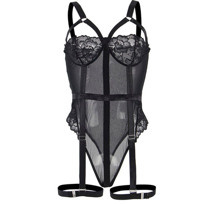 SUBBLIME - TEDDY AVEC JARRETIÈRE DÉTAIL POITRINE NOIR S/M SUBBLIME BODIES