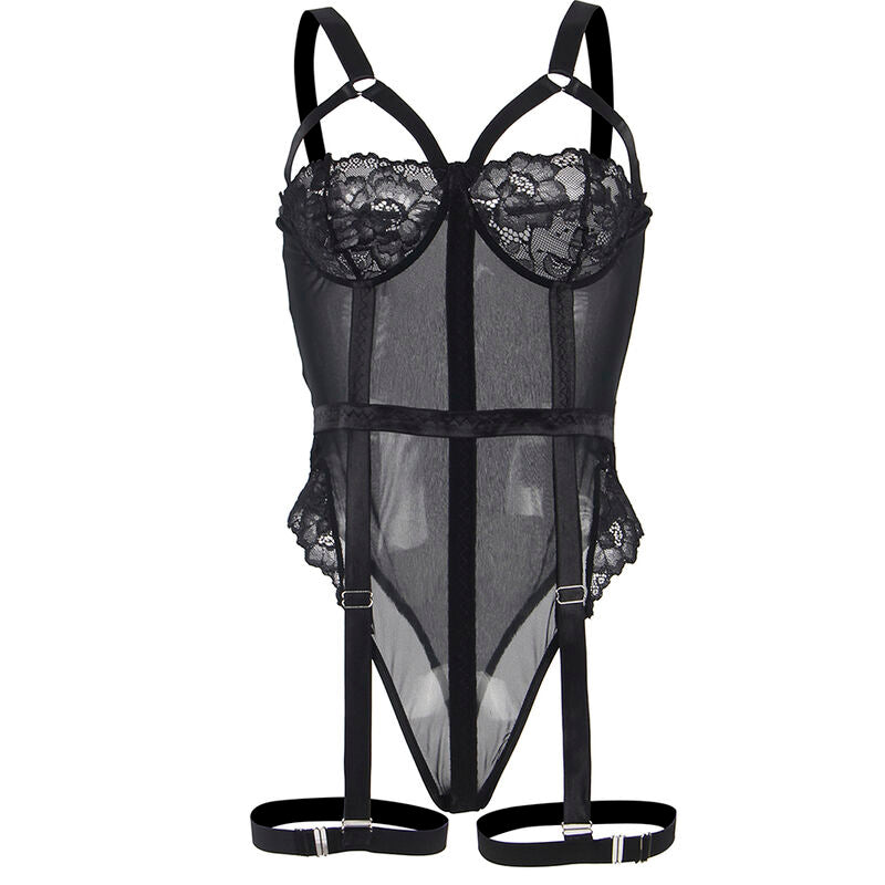 SUBBLIME - TEDDY AVEC JARRETIÈRE DÉTAIL POITRINE NOIR L/XL SUBBLIME BODIES