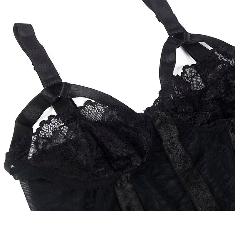 SUBBLIME - TEDDY AVEC JARRETIÈRE DÉTAIL POITRINE NOIR L/XL SUBBLIME BODIES
