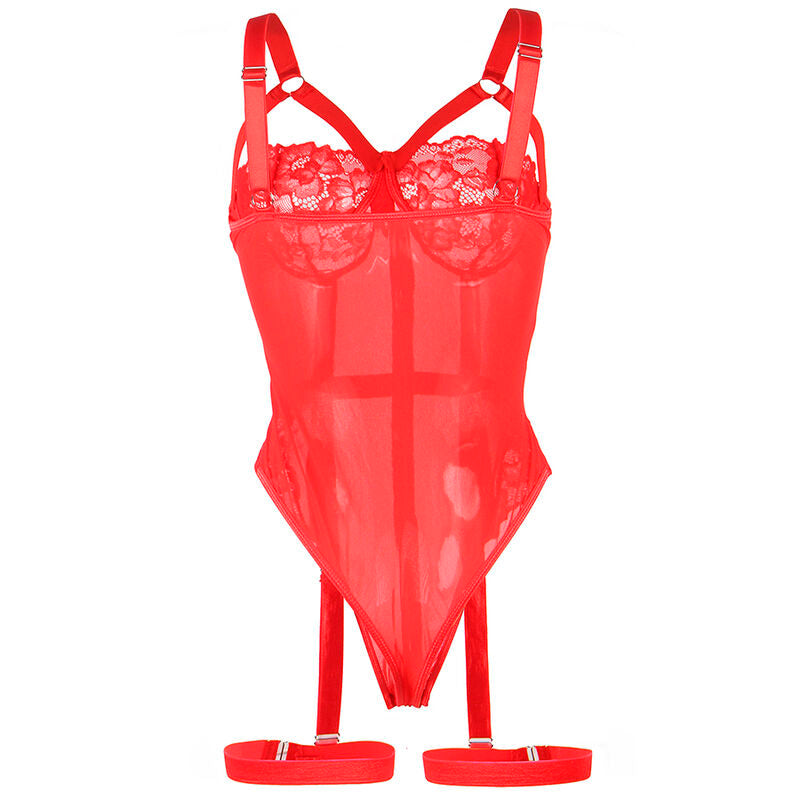 SUBBLIME - TEDDY AVEC JARRETIÈRE DÉTAIL POITRINE ROUGE S/M SUBBLIME BODIES