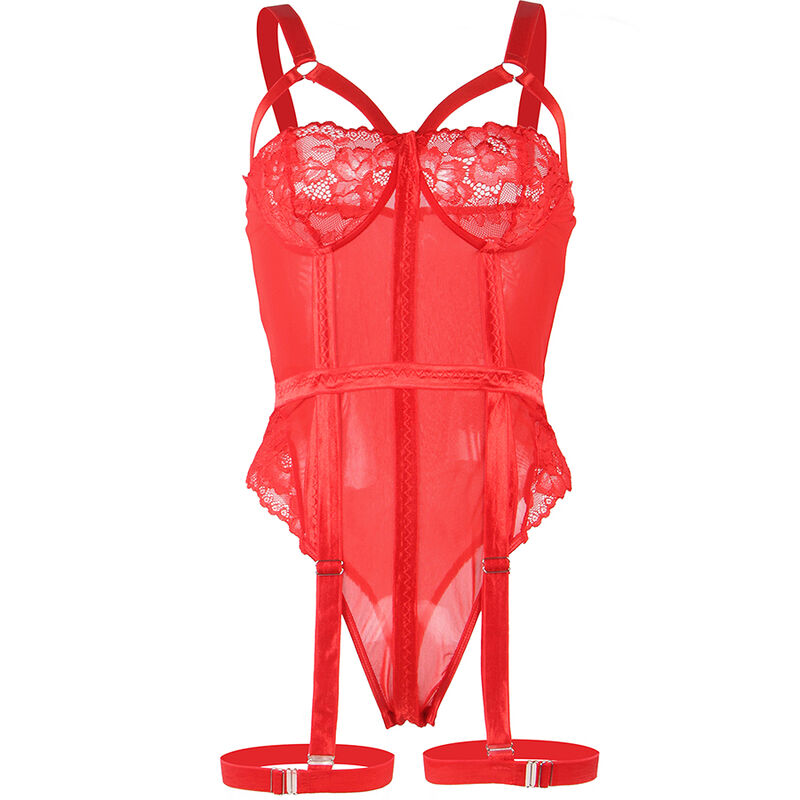 SUBBLIME - TEDDY AVEC JARRETIÈRE DÉTAIL POITRINE ROUGE S/M SUBBLIME BODIES