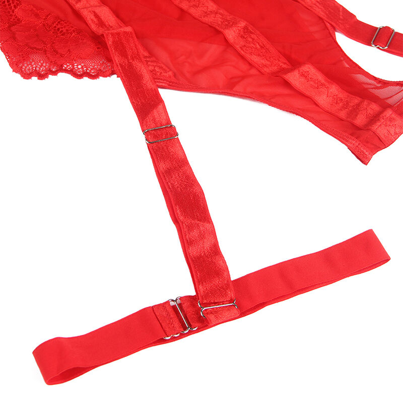 SUBBLIME - TEDDY AVEC JARRETIÈRE DÉTAIL POITRINE ROUGE L/XL SUBBLIME BODIES
