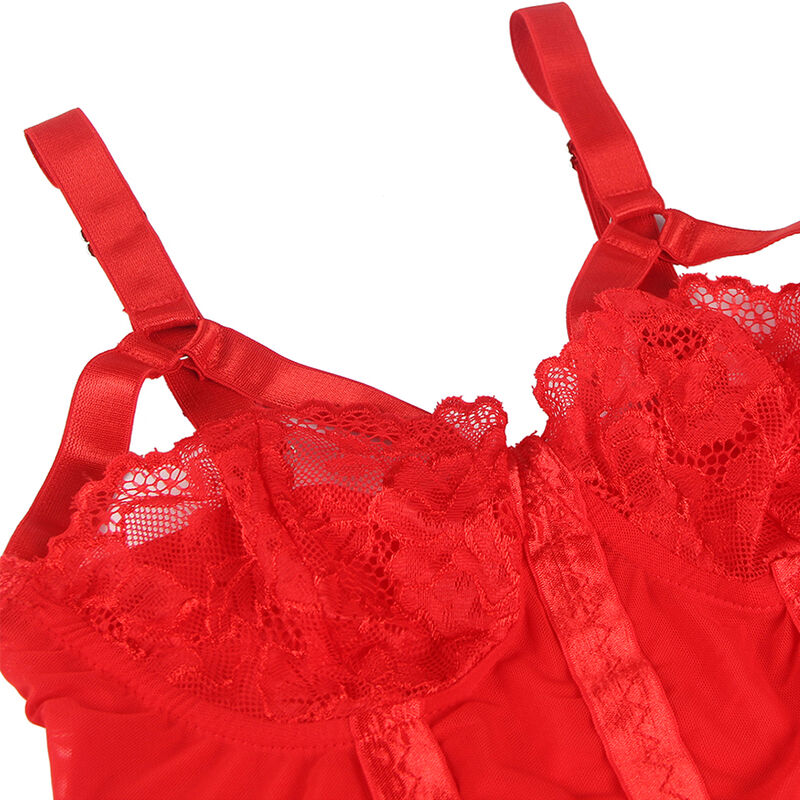 SUBBLIME - TEDDY AVEC JARRETIÈRE DÉTAIL POITRINE ROUGE L/XL SUBBLIME BODIES