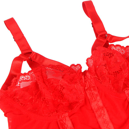 SUBBLIME - TEDDY AVEC JARRETIÈRE DÉTAIL POITRINE ROUGE L/XL SUBBLIME BODIES