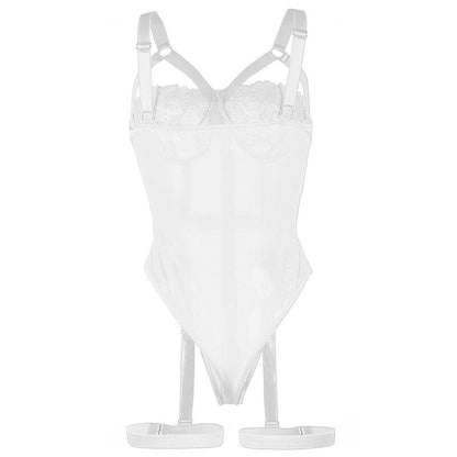 SUBBLIME - TEDDY AVEC JARRETIÈRE DÉTAIL POITRINE BLANC S/M SUBBLIME BODIES