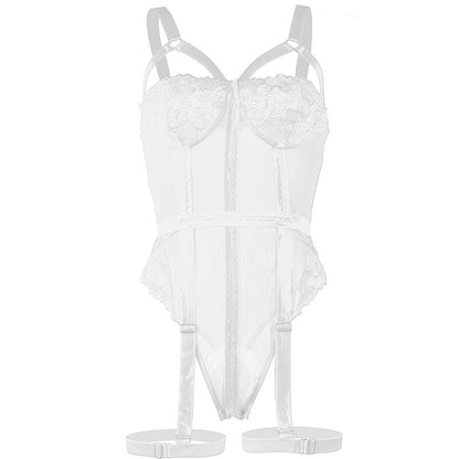 SUBBLIME - TEDDY AVEC JARRETIÈRE DÉTAIL POITRINE BLANC S/M SUBBLIME BODIES