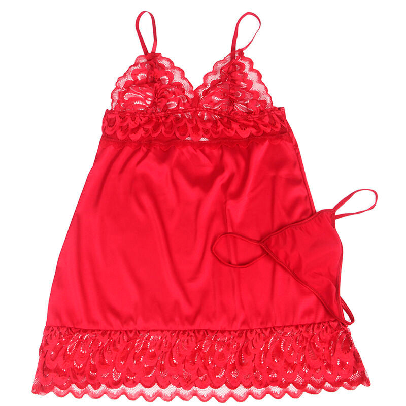 SUBBLIME - BABYDOLL EN SATIN AVEC DENTELLE ROUGE S/M SUBBLIME BABYDOLLS