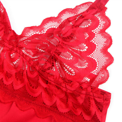 SUBBLIME - BABYDOLL EN SATIN AVEC DENTELLE ROUGE S/M SUBBLIME BABYDOLLS