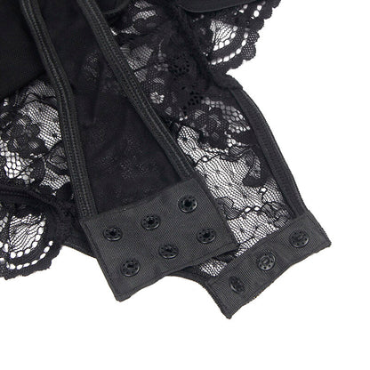 SUBBLIME - TEDDY AVEC JARRETIÈRE AVEC DÉTAIL DENTELLE ET BANDES NOIR S/M SUBBLIME BODIES