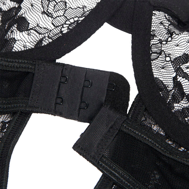 SUBBLIME - TEDDY AVEC JARRETIÈRE AVEC DÉTAIL DENTELLE ET BANDES NOIR S/M SUBBLIME BODIES