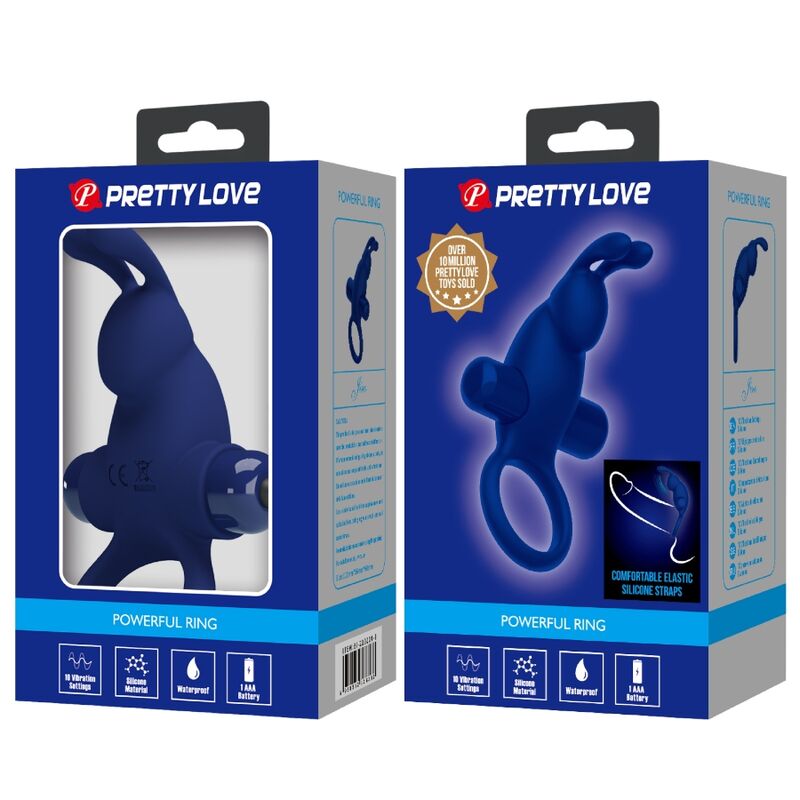 PRETTY LOVE - JIRO BAGUE LAPIN AVEC VIBRATION BLEU PRETTY LOVE MALE