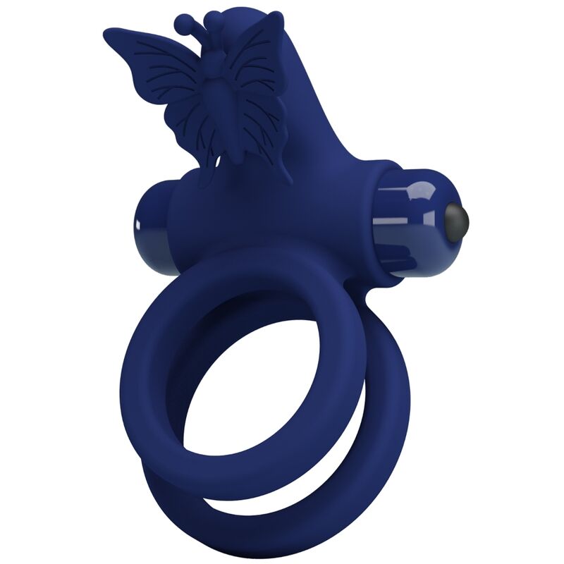 PRETTY LOVE - JAMELE DOUBLE ANNEAU AVEC VIBRATION & STIMULATEUR DE PAPILLON BLEU PRETTY LOVE MALE