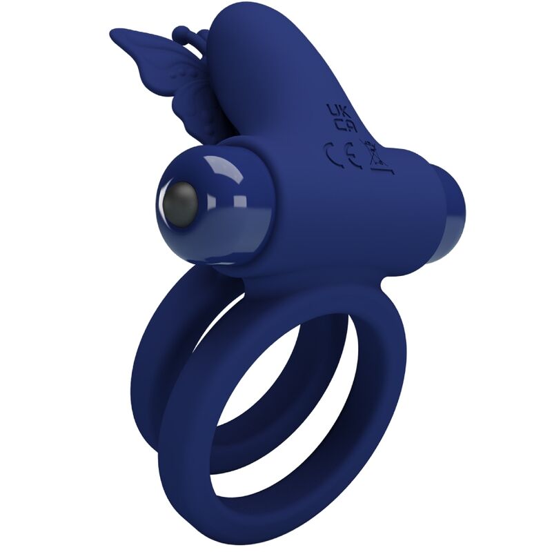 PRETTY LOVE - JAMELE DOUBLE ANNEAU AVEC VIBRATION & STIMULATEUR DE PAPILLON BLEU PRETTY LOVE MALE