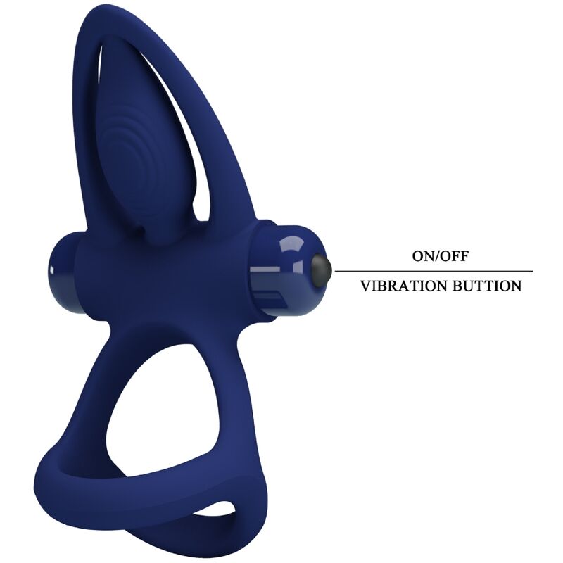 PRETTY LOVE - MAT DOUBLE ANNEAU AVEC VIBRATION & STIMULATEUR BLEU PRETTY LOVE MALE
