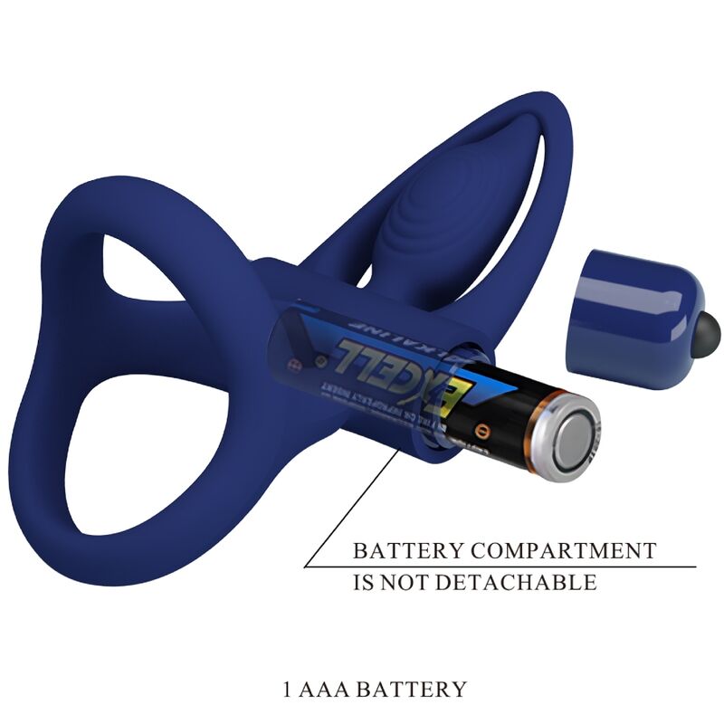 PRETTY LOVE - MAT DOUBLE ANNEAU AVEC VIBRATION & STIMULATEUR BLEU PRETTY LOVE MALE
