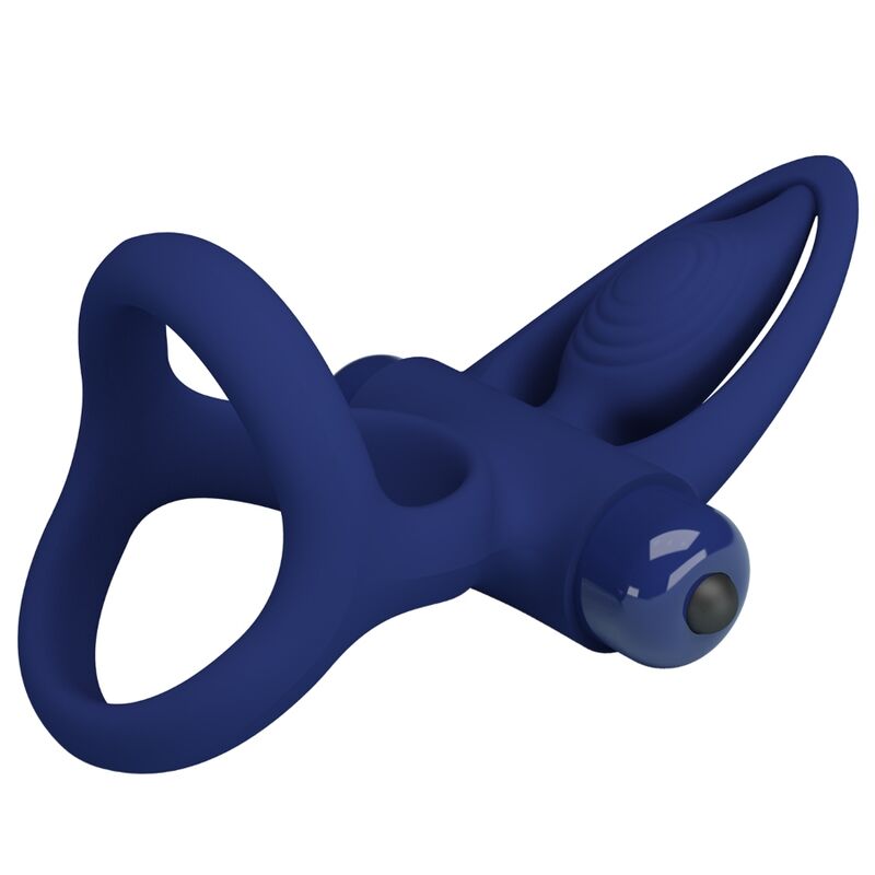 PRETTY LOVE - MAT DOUBLE ANNEAU AVEC VIBRATION & STIMULATEUR BLEU PRETTY LOVE MALE