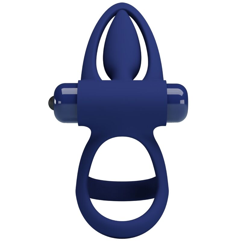 PRETTY LOVE - MAT DOUBLE ANNEAU AVEC VIBRATION & STIMULATEUR BLEU PRETTY LOVE MALE