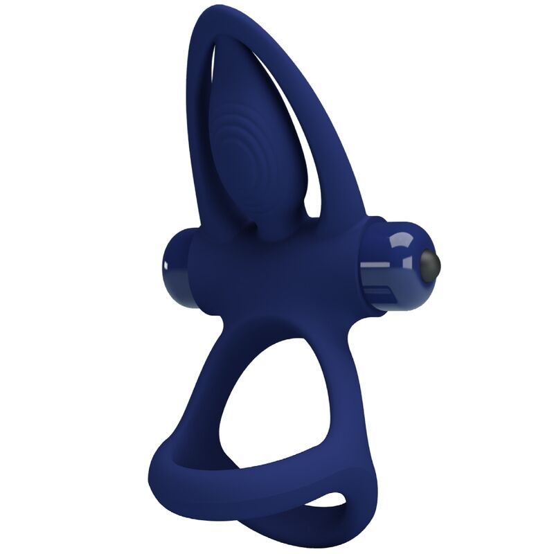 PRETTY LOVE - MAT DOUBLE ANNEAU AVEC VIBRATION & STIMULATEUR BLEU PRETTY LOVE MALE