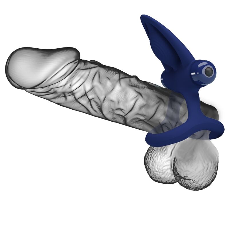 PRETTY LOVE - MAT DOUBLE ANNEAU AVEC VIBRATION & STIMULATEUR BLEU PRETTY LOVE MALE
