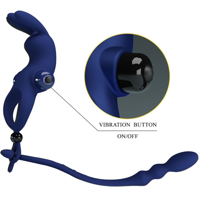PRETTY LOVE - AYAD ANNEAU VIBRATEUR LAPIN AVEC PLUG BLEU PRETTY LOVE MALE