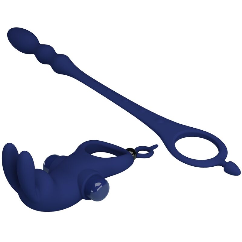 PRETTY LOVE - AYAD ANNEAU VIBRATEUR LAPIN AVEC PLUG BLEU PRETTY LOVE MALE