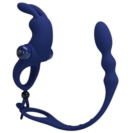 PRETTY LOVE - AYAD ANNEAU VIBRATEUR LAPIN AVEC PLUG BLEU PRETTY LOVE MALE